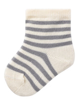 Lil' Atelier Baby Elove stripe sock Silver Filigree