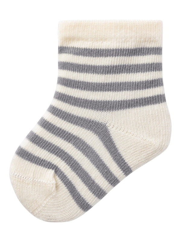 Lil' Atelier Baby Elove stripe sock Silver Filigree