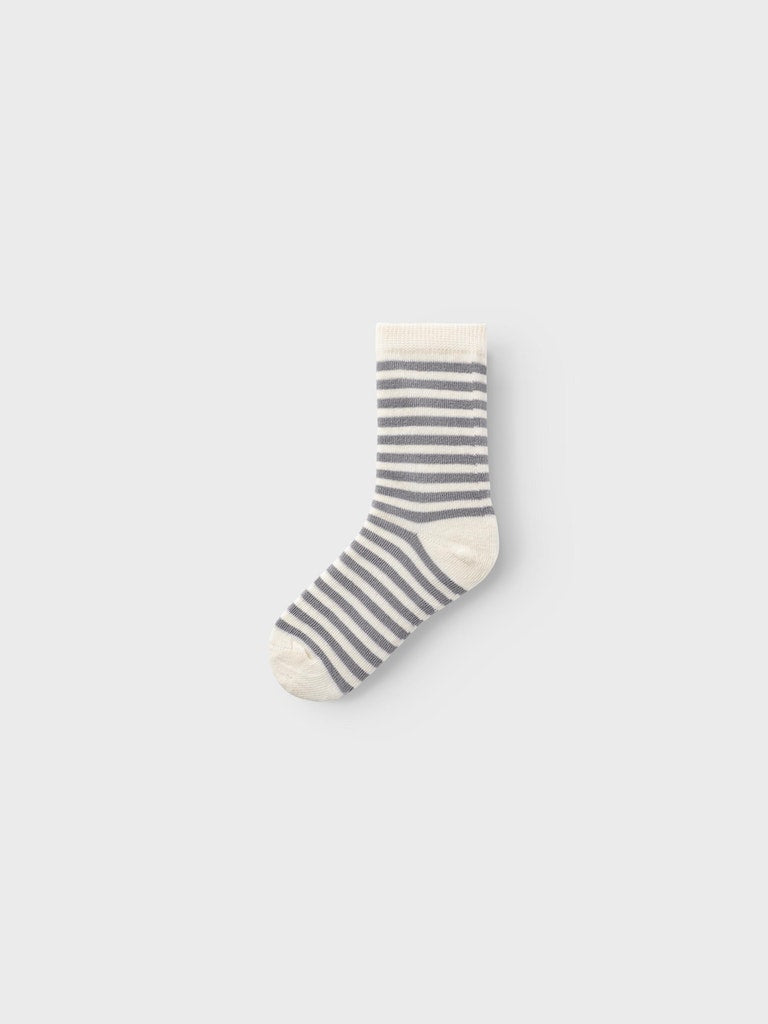 Lil' Atelier Mini Elove stripe sock Silver Filigree