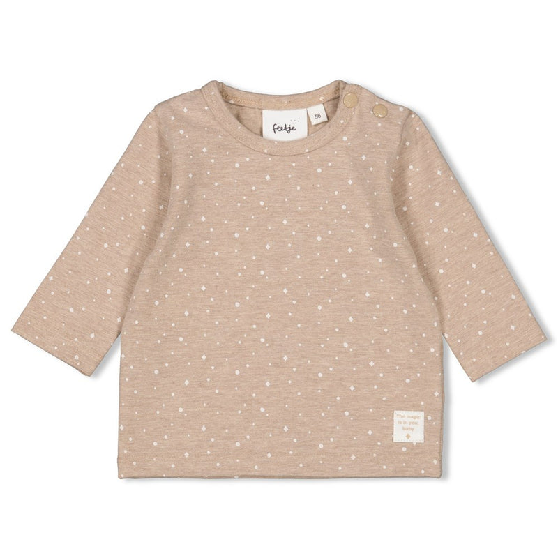 Feetje Longsleeve AOP Taupe melange - The Magic is in You