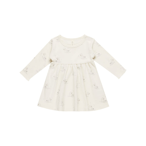 Quincy Mae longsleeve baby dress swans