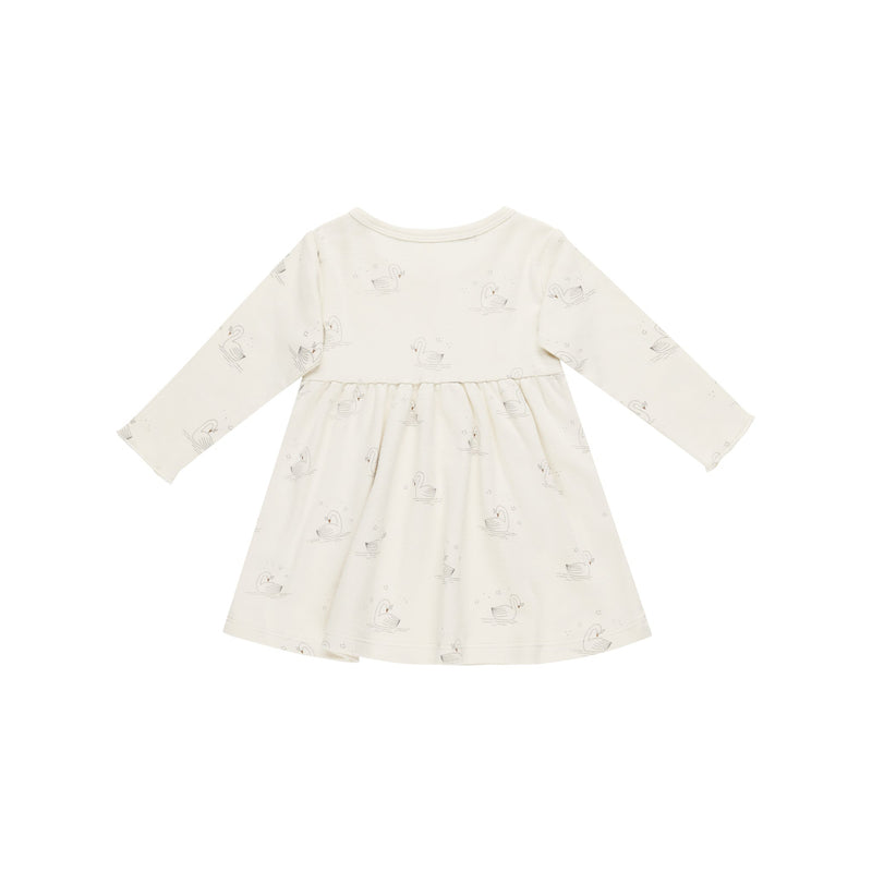 Quincy Mae longsleeve baby dress swans