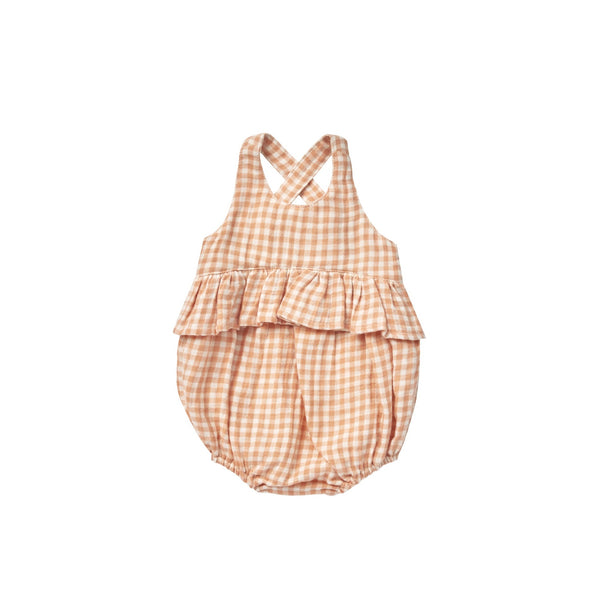 Quincy Mae penny romper melon gingham