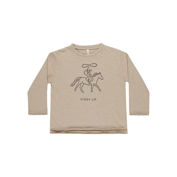 Rylee + Cru Raw Edge Long Sleeve Tee Giddy Up