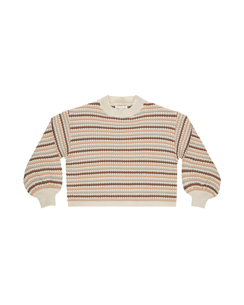 Rylee + Cru Boxy Crop Sweater Honeycomb Stripe