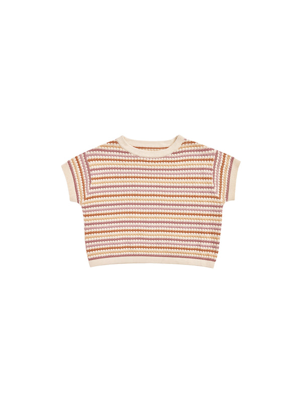 Rylee + Cru boxy crop knit tee honeycomb stripe