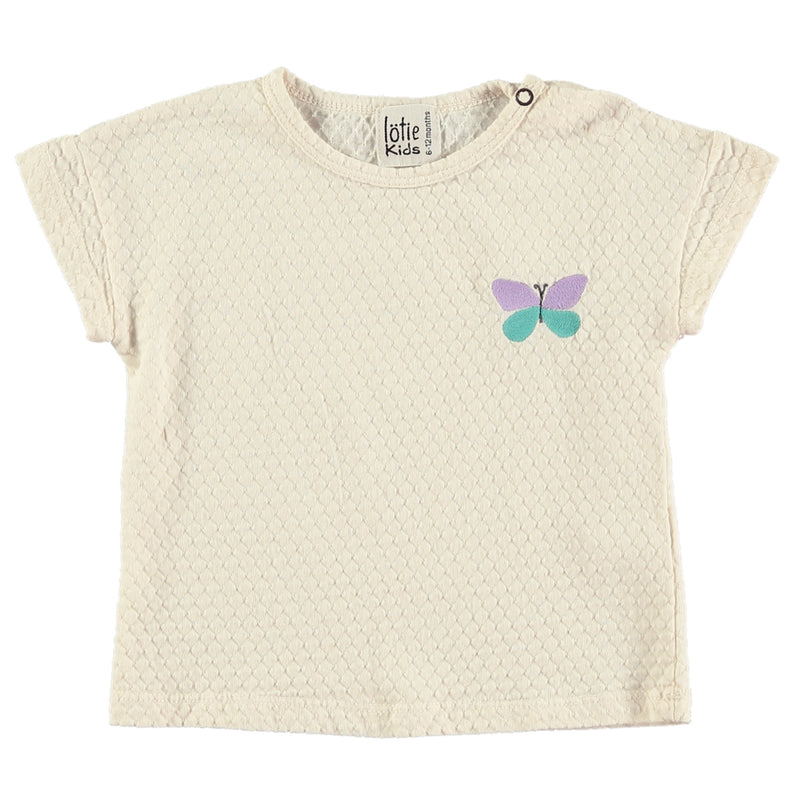 Lötiekids baby T-shirt short sleeve off white butterfly