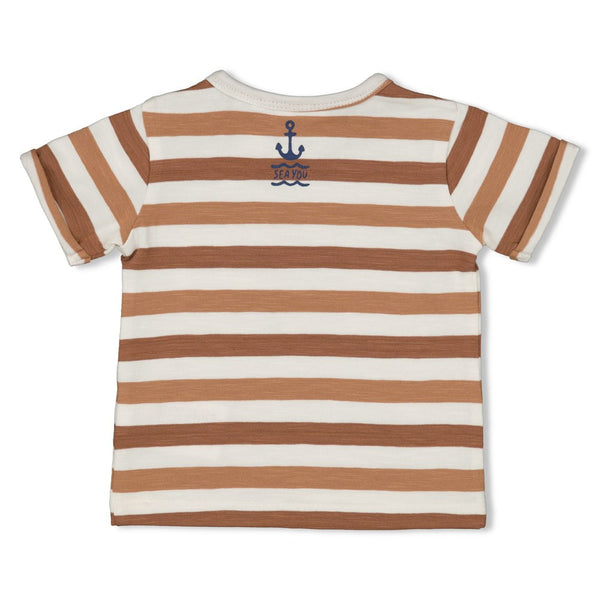 Feetje T-shirt streep - Let's Sail Bruin