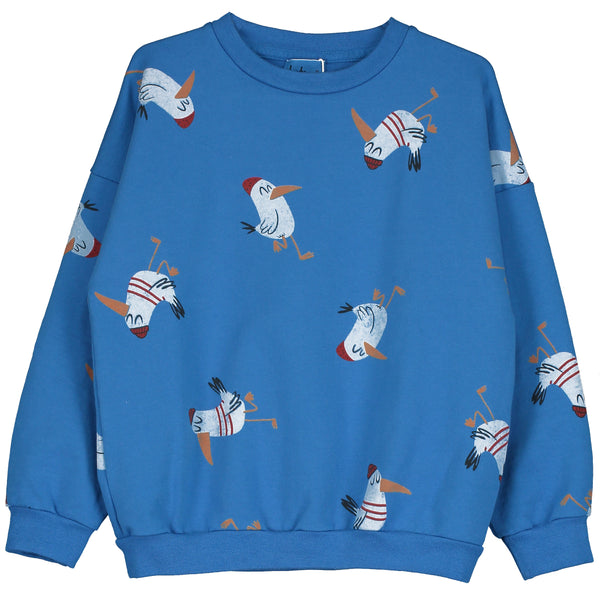 Lötiekids sweater seagulls all over royal blue