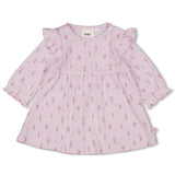 Feetje Jurk pointelle rib AOP Lila - Flower Ranch