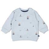 Feetje Sweater AOP Blauw - Seaside Hapiness