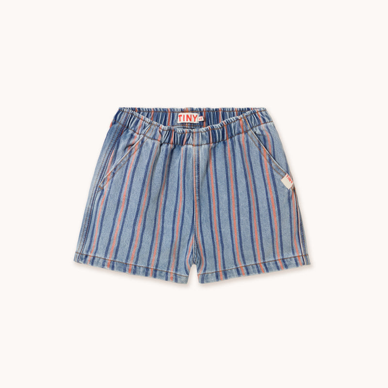 Tinycottons stripes multicolor short light blue denim