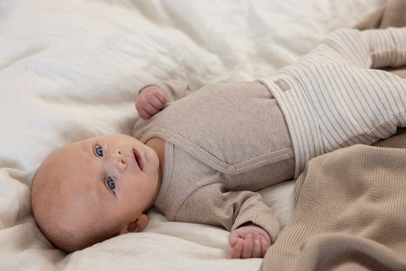 Feetje Broek rib met streep Taupe melange - The Magic is in You