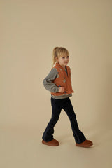 Jubel Omkeerbaar Gilet Teddy / AOP Camel - Amour Toujours