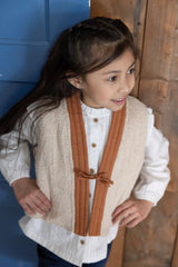 Jubel Omkeerbaar Gilet Teddy / AOP Camel - Amour Toujours