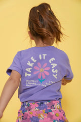 Jubel T-shirt met backprint Paars - Rolling into Spring