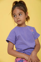 Jubel T-shirt met backprint Paars - Rolling into Spring