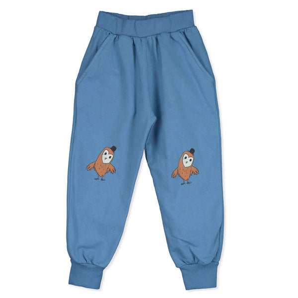 Lötiekids jogger pants owls knees blue