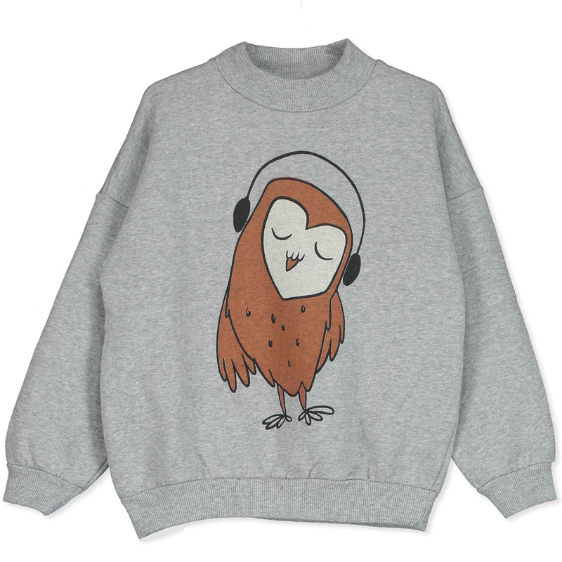 Lötiekids sweater owl grey melange