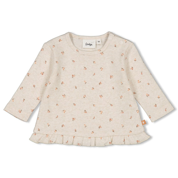 Feetje Longsleeve rib AOP Offwhite melange - Little Rosebud