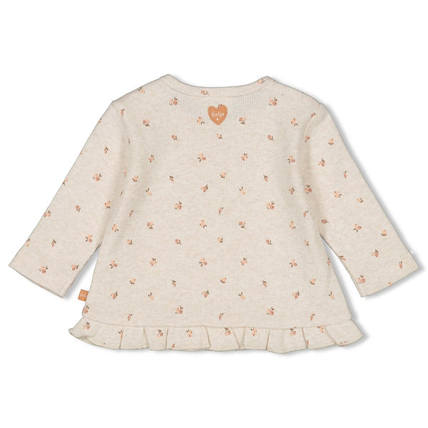 Feetje Longsleeve rib AOP Offwhite melange - Little Rosebud