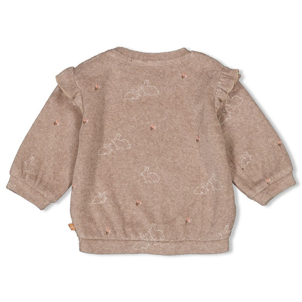 Feetje Sweater badstof AOP Taupe melange - Little Rosebud