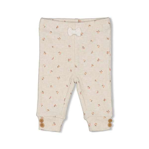 Feetje Broek rib AOP Offwhite melange - Little Rosebud