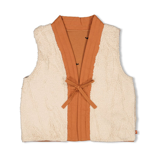 Jubel Omkeerbaar Gilet Teddy / AOP Camel - Amour Toujours