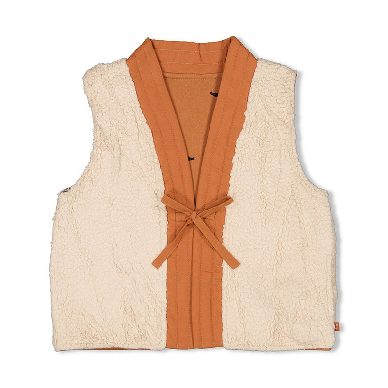 Jubel Omkeerbaar Gilet Teddy / AOP Camel - Amour Toujours