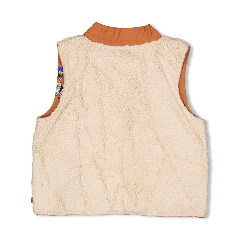 Jubel Omkeerbaar Gilet Teddy / AOP Camel - Amour Toujours