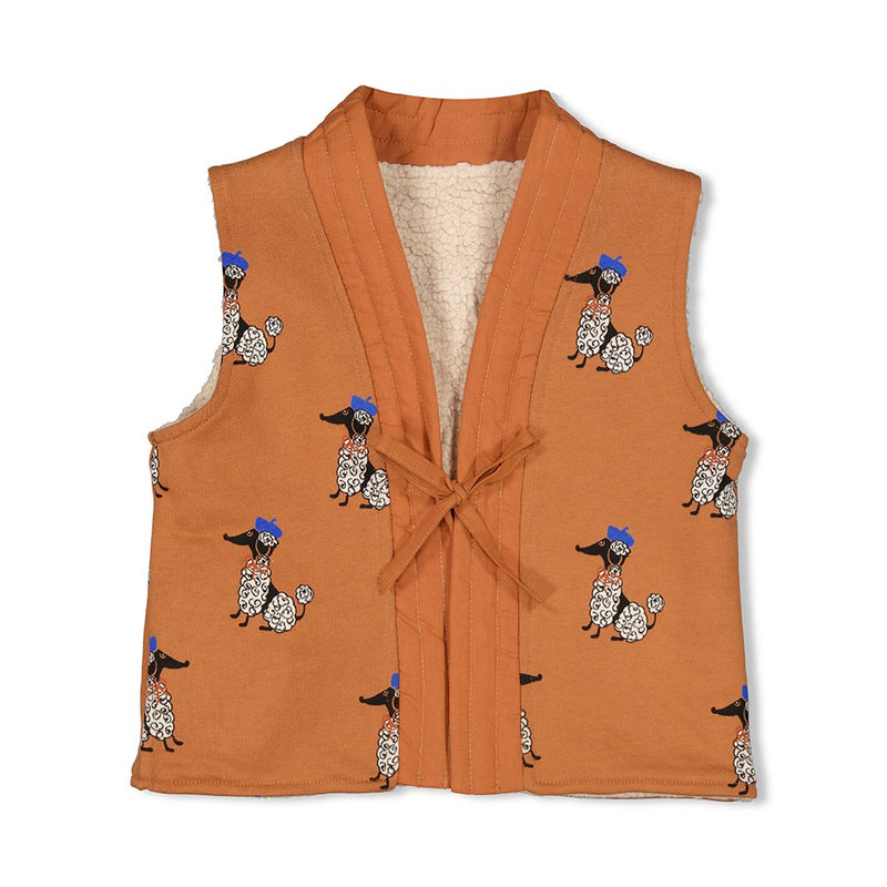 Jubel Omkeerbaar Gilet Teddy / AOP Camel - Amour Toujours