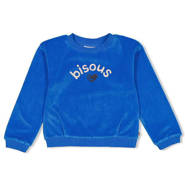 Jubel Sweater Velours Blauw - Amour Toujours