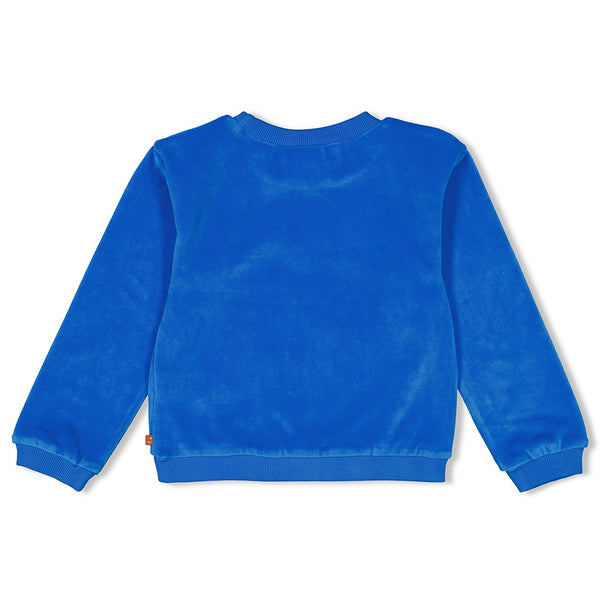 Jubel Sweater Velours Blauw - Amour Toujours