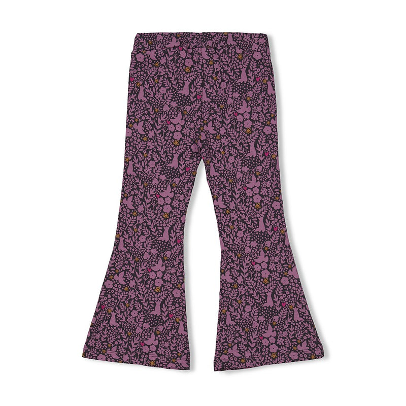 Jubel Flared broek AOP Antraciet - Forest Fancy