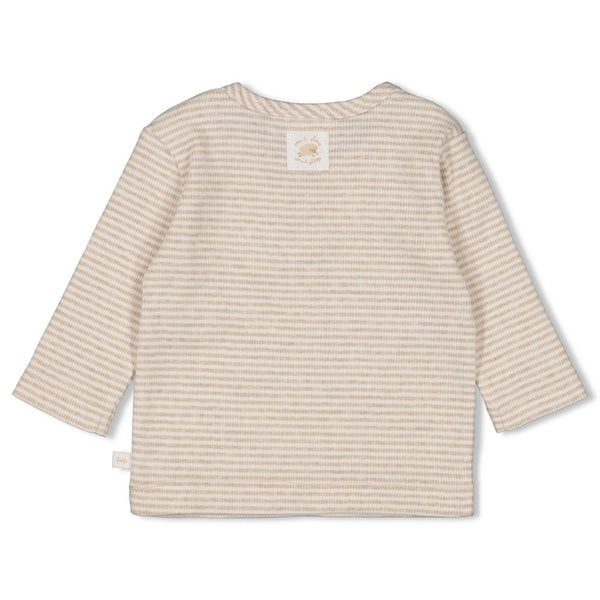 Feetje Longsleeve rib met streep Taupe melange - Sleepy Sheepy