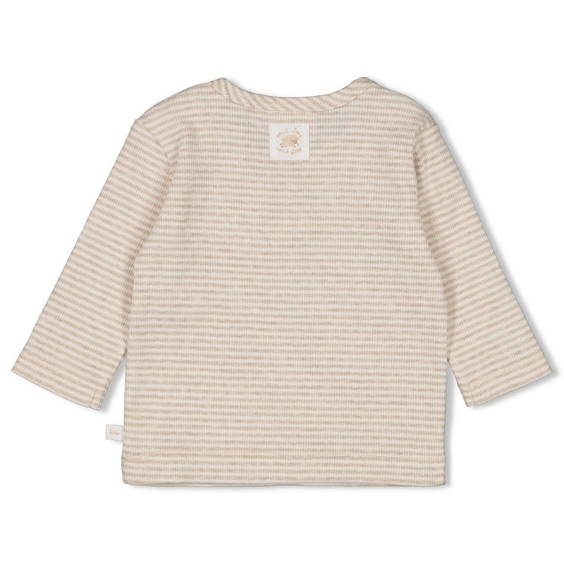 Feetje Longsleeve rib met streep Taupe melange - Sleepy Sheepy