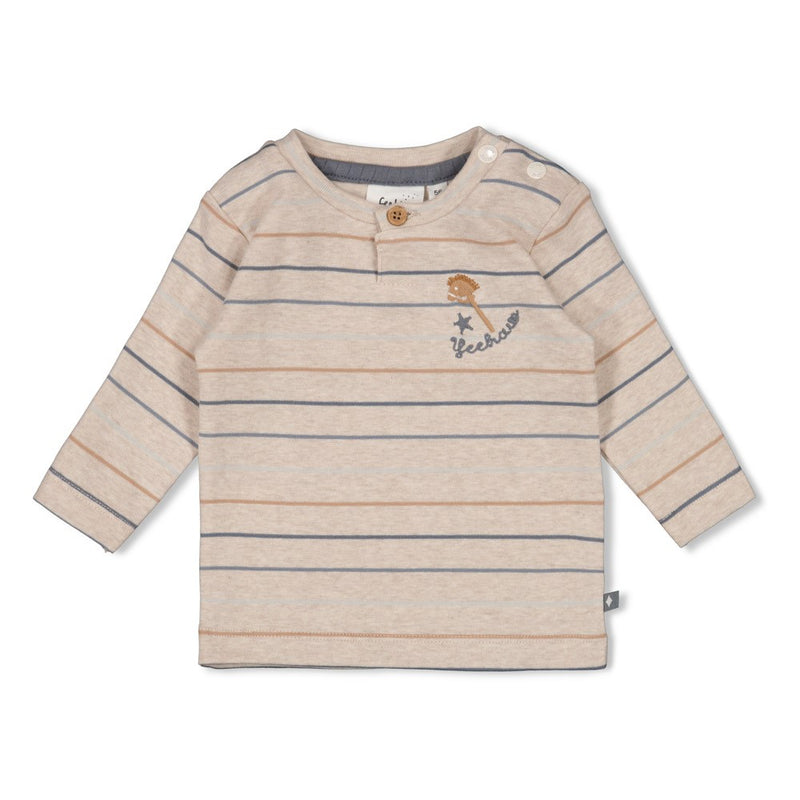 Feetje Longsleeve streep Taupe melange - Howdy