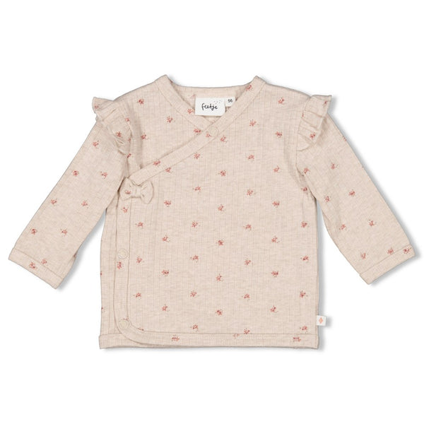 Feetje Overslagshirt rib AOP Taupe melange - Morning Sun