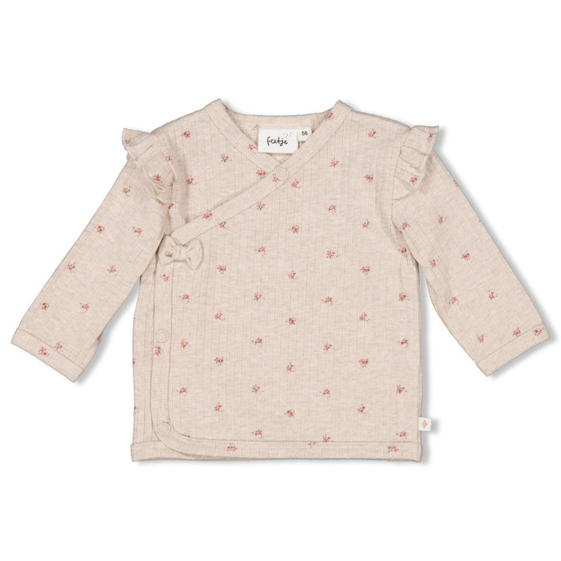 Feetje Overslagshirt rib AOP Taupe melange - Morning Sun