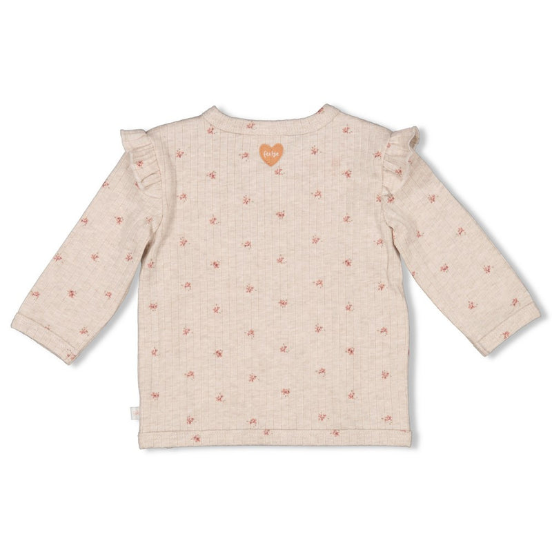 Feetje Overslagshirt rib AOP Taupe melange - Morning Sun