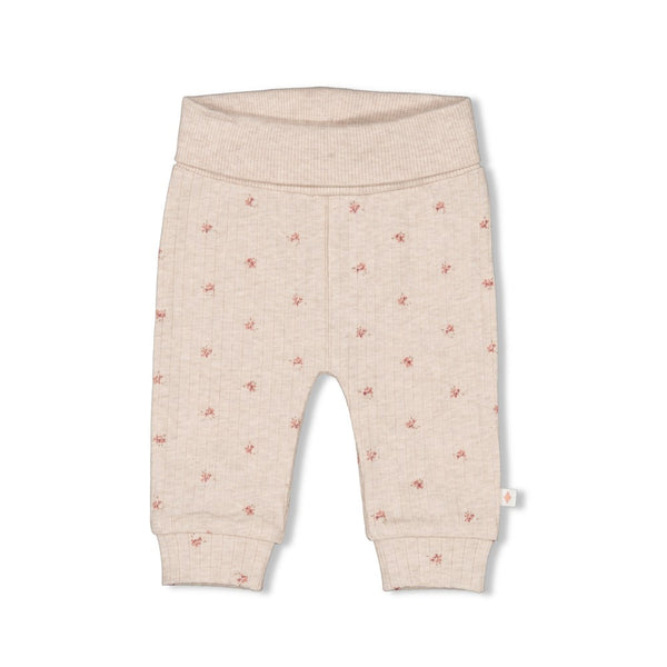 Feetje Broek rib AOP Taupe melange - Morning Sun
