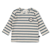 Feetje Longsleeve rib met streep  Petrol - Let's Go