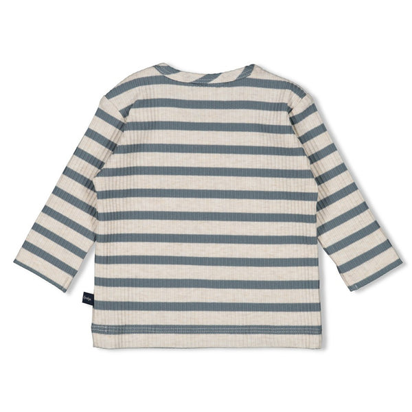 Feetje Longsleeve rib met streep  Petrol - Let's Go