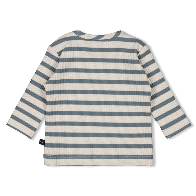Feetje Longsleeve rib met streep  Petrol - Let's Go