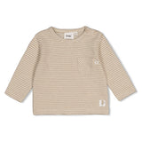 Feetje Longsleeve rib met streep Taupe - Over the Moon for You