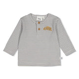 Feetje Longsleeve rib met streep Blauw - Breakfast Buddy