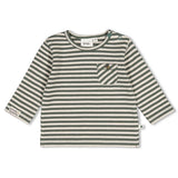 Feetje Longsleeve rib met streep Groen - Wiggle and Waddle