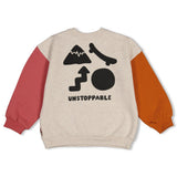 Sturdy Sweater met backprint oversized Offwhite melange - Mountain top