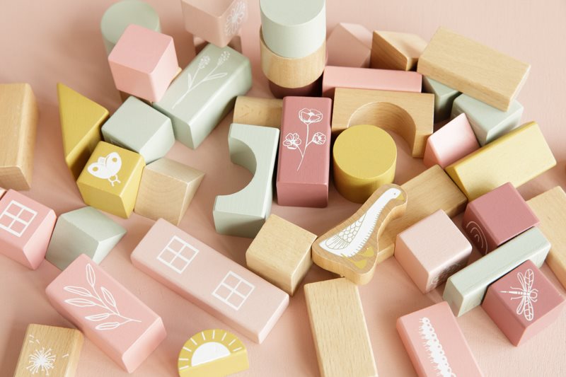Little Dutch ton met bouwblokken roze