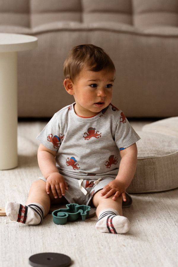 House of Jamie baby T-shirt stone octopus